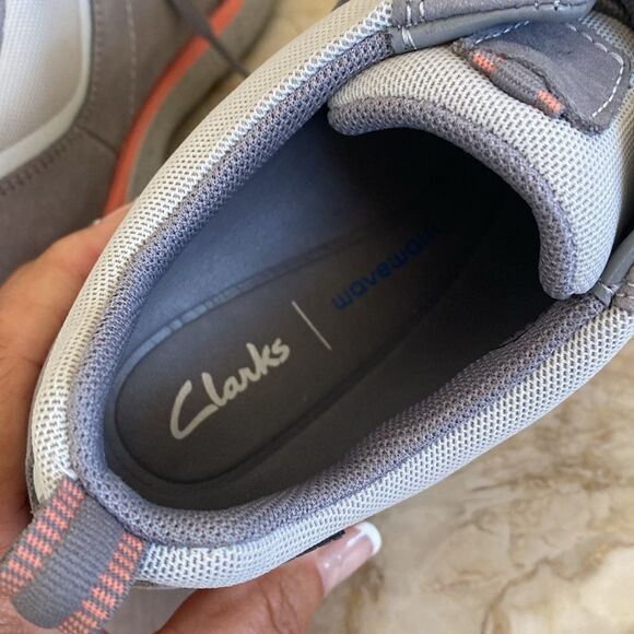 Clarks Wave 2.0 Lace Waterproof Sneakers Grey/Peach - Picture 10 of 16